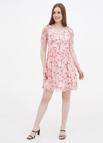 Розовое кэжуал платье клеш Made in Italy фламинго