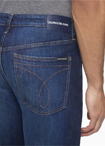 Шорты Calvin Klein однотонные синие джинсовые хлопок