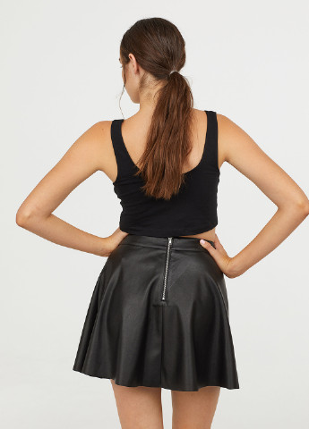 Черная кэжуал однотонная юбка H&M а-силуэта (трапеция), а-силуэта (трапеция)