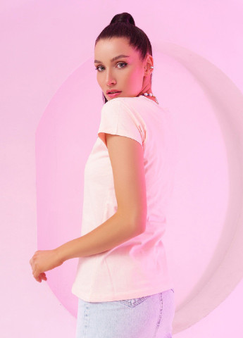 Розовая всесезон футболка женская с коротким рукавом ISSA PLUS WN20-250