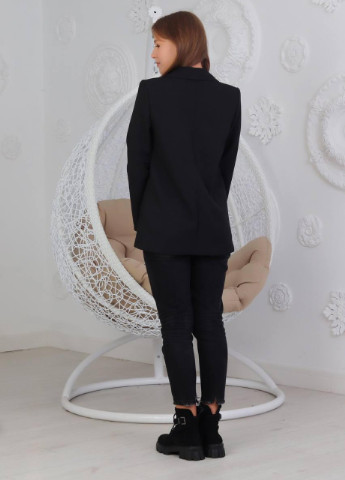 Черный женский женский классический пиджак с отложным воротником из крепкостюмки черного цвета р.46 357961 New Trend -