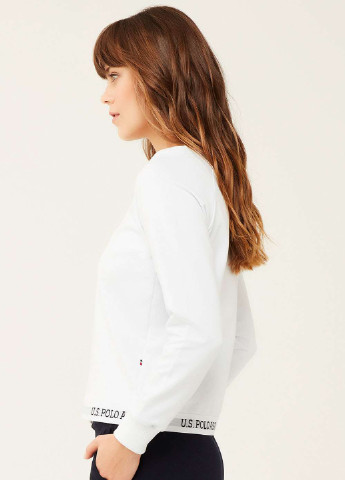Пуловер U.S. Polo Assn. - Прямой крой белый домашний хлопок, трикотаж - (251115206)
