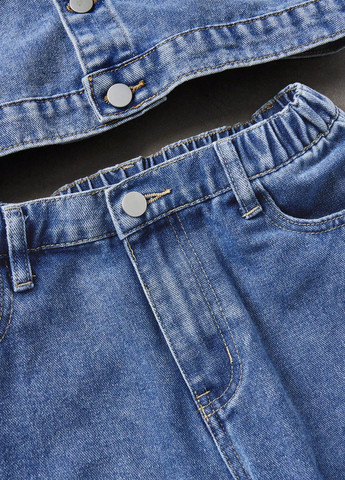 Синій демісезонний костюм (куртка-сорочка, джинси) SHEIN