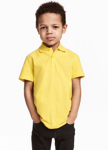 Желтая детская футболка-поло для мальчика H&M однотонная