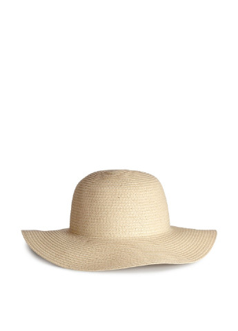 Шляпа H&M однотонная бежевая кэжуал солома