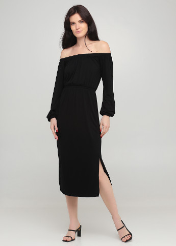 Черное кэжуал платье с открытыми плечами Asos однотонное
