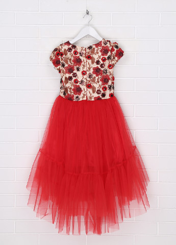 Красное праздничный платье Sasha с цветочным принтом