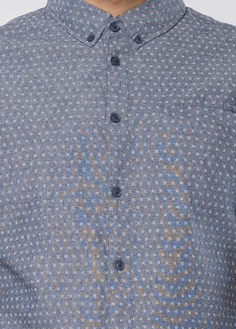 Сорочка Blend з коротким рукавом фактура сіро-синя кежуал