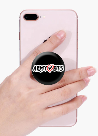 Попсокет (Popsockets) тримач для смартфону БТС (BTS) (8754-1100) Чорний MobiPrint (216748392)