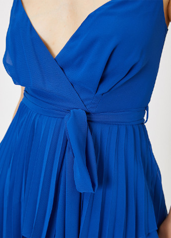 Синее кэжуал платье клеш, с открытой спиной KOTON однотонное
