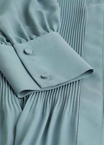 Сіро-голубий коктейльна, кежуал сукня а-силует, плісована, сукня-сорочка H&M однотонна