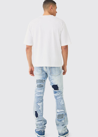 Голубые демисезонные скинни джинсы Boohoo