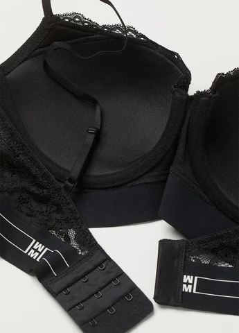 Чорний балконет бюстгальтер H&M з кісточками поліамід