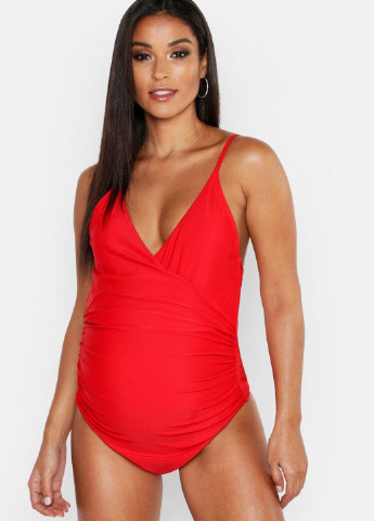 Красный летний купальник для беременных слитный Boohoo