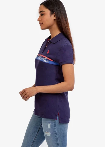 Темно-синяя женская футболка-поло U.S. Polo Assn. с логотипом