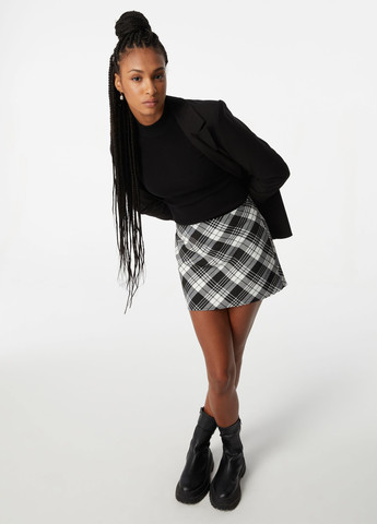 Черно-белая кэжуал в клетку юбка Jennyfer
