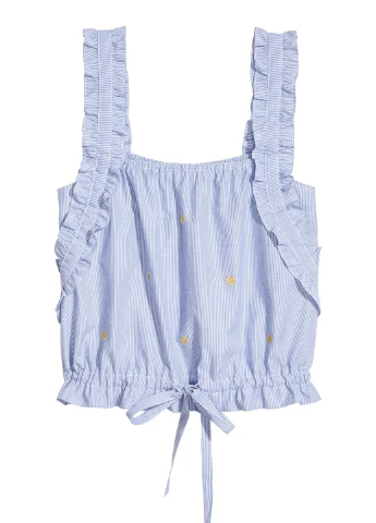 Топ літо,синій в смужку з принтом, H&M (256502921)