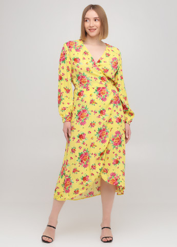 Желтое кэжуал платье на запах & Other Stories с цветочным принтом