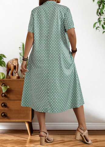 Зелена кежуал сукня оверсайз SHEIN з геометричним візерунком