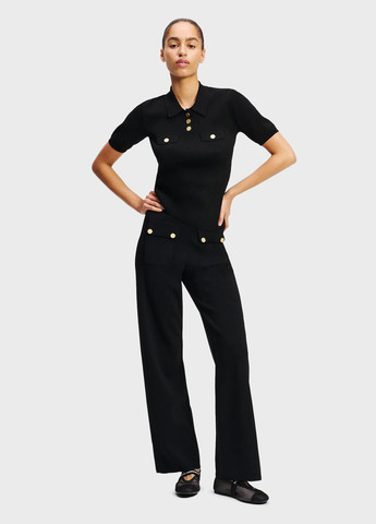 Черная женская футболка-поло Karl Lagerfeld однотонная