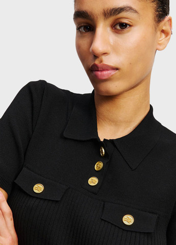 Черная женская футболка-поло Karl Lagerfeld однотонная