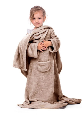 Детский плед с рукавами и карманами покрывало одеяло микрофибра 90х105 см (473631-Prob) Кофейный Unbranded (255708277)