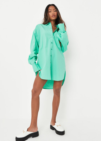 Светло-зеленое кэжуал платье рубашка Missguided однотонное