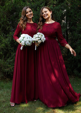 Бордова святковий, вечірня сукня кльош, з відкритою спиною SHEIN однотонна