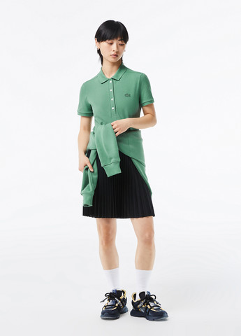 Зеленая женская футболка-поло Lacoste однотонная
