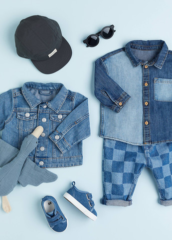 Комбинированные демисезонные прямые джинсы H&M