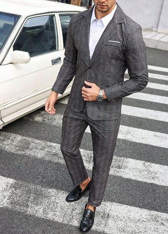 Темно-сірий демісезонний костюм (піджак, штани) брючний SHEIN