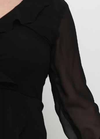 Черное коктейльное платье на запах H&M однотонное