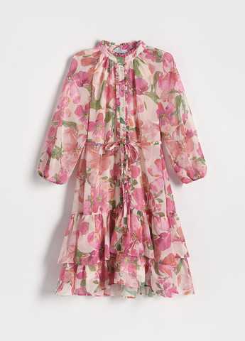 Комбинированное кэжуал платье а-силуэт Reserved с цветочным принтом