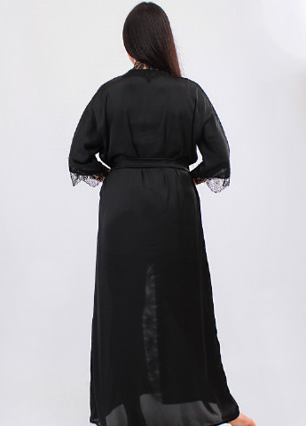 Черный демисезонный комплект (ночная рубашка, халат) Ghazel