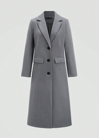 Серое зимнее Пальто однобортное SHEIN