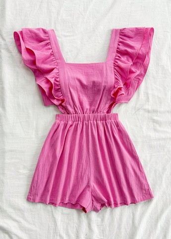 Комбинезон SHEIN комбинезон-шорты однотонный розовый кэжуал хлопок