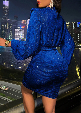 Синя коктейльна сукня SHEIN однотонна