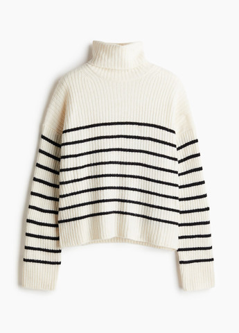Черно-белый зимний светр H&M