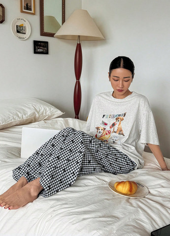 Серая всесезон пижама (футболка, брюки) футболка + брюки SHEIN