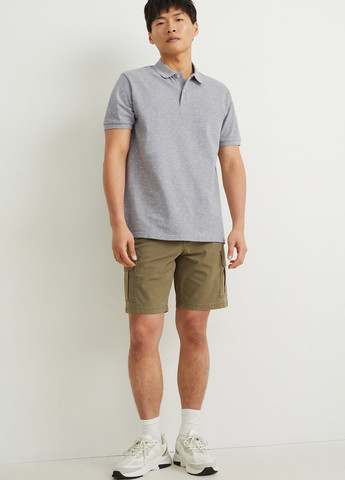 Серая футболка-поло для мужчин C&A меланжевая