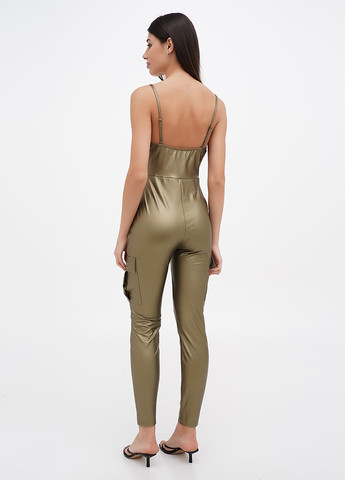 Комбинезон SHEIN комбинезон-брюки однотонный золотой кэжуал полиэстер