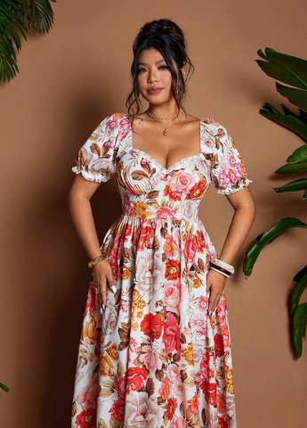 Комбінована кежуал сукня кльош SHEIN з квітковим принтом