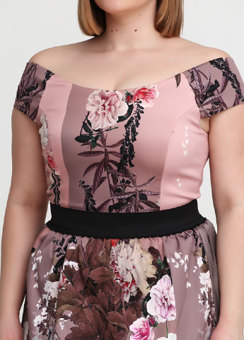 Розово-коричневое кэжуал платье Rinascimento с цветочным принтом