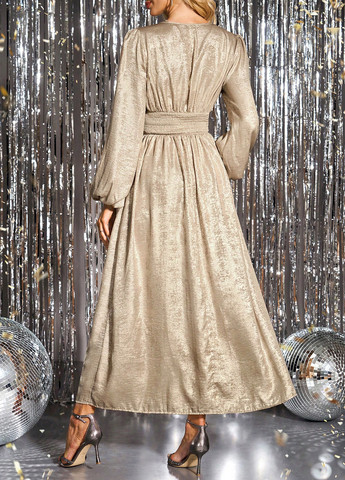 Золотистий вечірня сукня на запах SHEIN однотонна