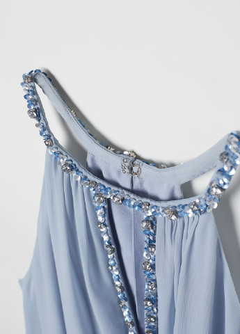 Голубое коктейльное платье а-силуэт H&M однотонное