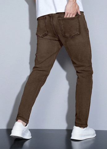 Коричневые демисезонные скинни джинсы SHEIN