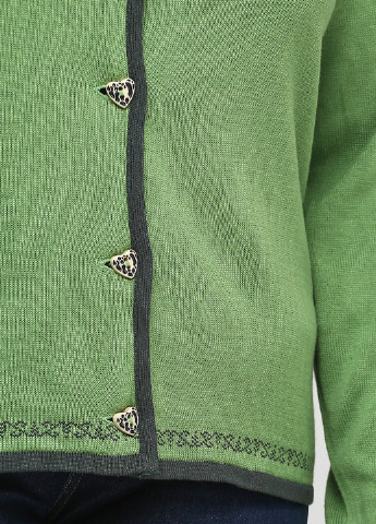 Кофта Sheego однотонная зелёная кэжуал хлопок, полиакрил, трикотаж