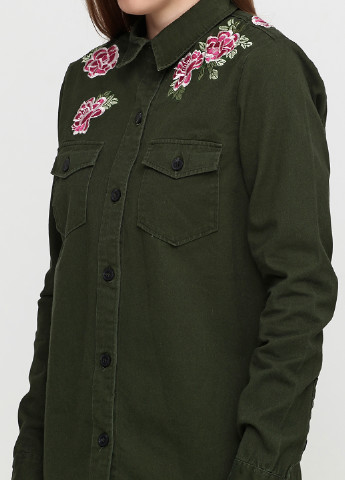 Зеленая джинсовая рубашка с цветами MBYM