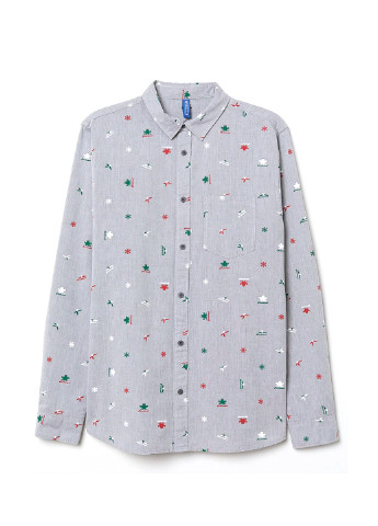 Серая кэжуал рубашка с рисунком H&M