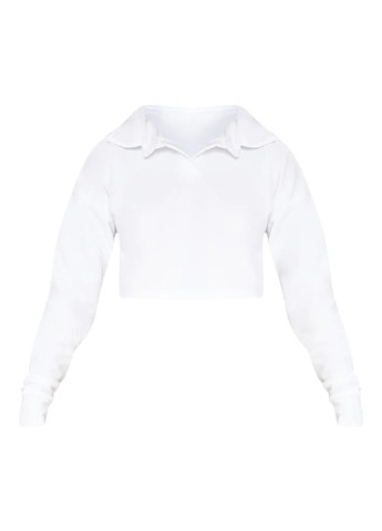 Белая женская футболка-поло PrettyLittleThing однотонная
